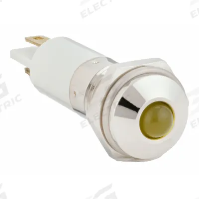 APPROVED VENDOR Raised Panel Light: 10 mm Panel Mounting Hole Dia, LED, Yellow, Raised Head - LED Indicator Pilot Lights