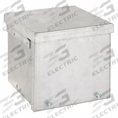 HOFFMAN Enclosure: Steel, 6 in x 6 in x 6 in, 3R, Solid Cover, Screw On, Included, Galvanized (MPN A6R66GV). Key specifications — Brand: HOFFMAN; Closure Method: Screws; Knockouts: Included.