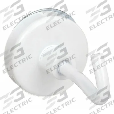 APPROVED VENDOR Hook: 9 lb Wt Capacity, 1 Hooks per Base, White, 1 Points per Hook - Magnetic Utility Hooks