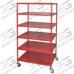 APPROVED VENDOR Mobile Open Metal Shelving 66 in x 36 in x 24 in, 6 Shelves, 800 lb Shelf Capacity (MPN 36G524). Key specifications — Color: Red; Caster Wheel/Configuration: (2) Swivel with Brakes; Brand: APPROVED VENDOR.