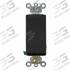 LEVITON Wall Switch: Rocker Switch, Single Pole, Maintained, Ebony, 120/277V AC, 20 A (MPN 5621-2E). Key specifications — Color: Ebony; Illuminated: No; Voltage Rating: 120/277V AC.
