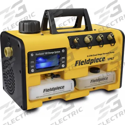 FIELDPIECE Vacuum Pump: 6 cfm, 15 micron Ultimate Vacuum, 120V AC, A2L Compatible - A2L Compatible Refrigerant Evacuation Pumps