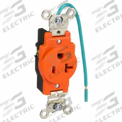 LEVITON Receptacle: Single, 5-20, Orange, 125V AC, 20 A, 2 Pole / 3 Wire (MPN 5361-IG)