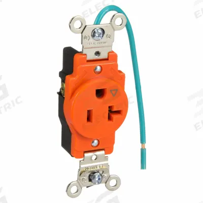 LEVITON Receptacle: Single, 5-20, Orange, 125V AC, 20 A, 2 Pole / 3 Wire (MPN 5361-IG) - General Purpose Receptacles