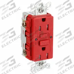 HUBBELL GFCI Receptacle: Duplex, 5-15, Red, GFCI, 125V AC, 15 A, 2 Pole / 3 Wire (MPN GFRTW15R)