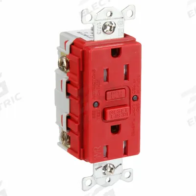 HUBBELL GFCI Receptacle: Duplex, 5-15, Red, GFCI, 125V AC, 15 A, 2 Pole / 3 Wire (MPN GFRTW15R) - General Purpose Receptacles
