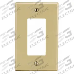 HUBBELL Wall Plate: Decorator-Rocker, 1 Gang, Ivory, Midsize Size (MPN PJ26I). Key specifications — Brand: HUBBELL; Material: Polycarbonate.