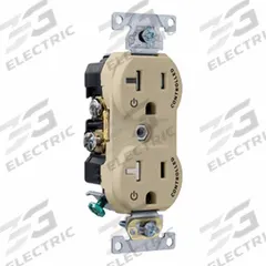 LEVITON Duplex Receptacle Outlet: Duplex, 5-20, Ivory, 125V AC, 20 A, 2 Pole / 3 Wire (MPN TBR20-S2I)