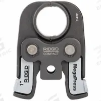 RIDGID Press Jaw: 1 in Pipe, Carbon Steel/Stainless Steel, For Viega MegaPress, Compact Tool Types (MPN 48443). Key specifications — attr518773: Jaws; attr518762: Carbon Steel; attr518771: Steel; attr518761: Viega MegaPress; attr518760: RIDGID.