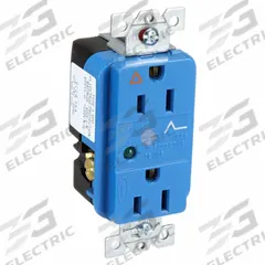 HUBBELL Receptacle: Duplex, 5-15, Blue, 125V AC, 15 A, 2 Pole / 3 Wire (MPN IG5262SA)
