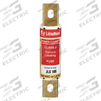 LITTELFUSE Fuse: JLS Series, Class J, Bolt-On Body, Fast-Acting, 100 A, 600 V AC, Non-Indicating (MPN JLS100). Key specifications — Series: JLS; Brand: LITTELFUSE.