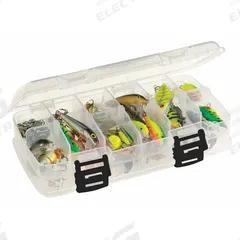 PLANO MOLDING Compartment Box: 6 1/4 in x 3 7/8 in x 2 in, Clear, 18 Compartments, 10 Adj Dividers (MPN 345023). Key specifications — ESD Conductive: Not Electrostatic Discharge Conductive; Color: Clear; Brand: PLANO MOLDING; Material: Plastic.
