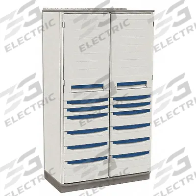 METRO Supply Cabinet: 41 1/4 in x 23 3/8 in x 72 1/2 in, 12 Drawers, 6 Shelves - Antimicrobial Plastic Medical Shelf Cabinets with Drawers