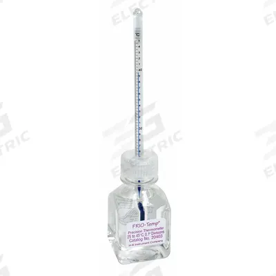 FRIO-TEMP Bottle Thermometer: 25°C to 45°C, +/-0.2°C, 60 mL Bottle Volume - Analog Bottle Thermometers for Incubators & Water Baths