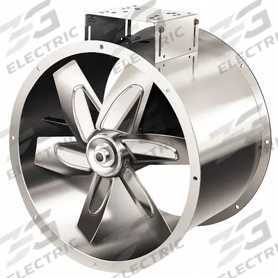Dayton Tubeaxial Fan: Corrosive Vapor, 30 in Blade, 14,040 cfm @ 0.000 in SP, 208-230/460V AC - Corrosive Vapor Belt-Drive Fans with Drive