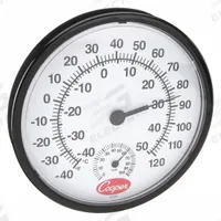 COOPER ATKINS Analog Hygrometer: 0%to 100% Humidity Range, Wall, ±3°F (MPN 212-150-8). Key specifications — Humidity Accuracy: +/- 5%; Display Type: Dial; Brand: COOPER ATKINS.