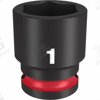 MILWAUKEE Standard Impact Socket: 1/2 in Drive Size, SAE, 1 in Socket Size, 6-Point, Std, Friction (MPN 49-66-6210). Key specifications — attr1215501: MILWAUKEE; attr1215515: Black Phosphate; attr1215518: 1 in.