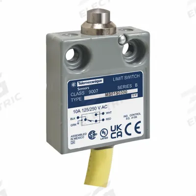 TELEMECANIQUE SENSORS Limit Switch: Plunger Actuator, Metallic, Plunger, 80 ozf Op Force - Max - Top-Mount Plunger Limit Switches
