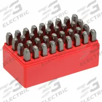 APPROVED VENDOR Hand Stamp Kit: 0 thru 9 (6 doubles as 9)/Ampersand (&)/A thru Z, 2 3/8 in Shank Lg (MPN 2CDY1). Key specifications — Material: Steel; Brand: APPROVED VENDOR; Characters Included: A thru Z.