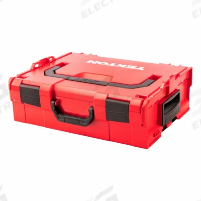 TEKTON Modular Tool Box: 17 1/2 in W 6 in D 14 1/8 in H, Plastic, Red, Hinged Lid - Plastic Tool Organizer Boxes