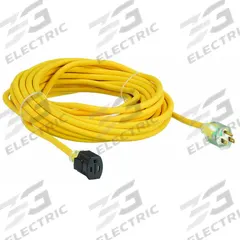 APPROVED VENDOR Extension Cord: Outdoor Use, 45 ft Lg, Outlet, 5-15P, 12/3, SJTOW, Yellow, 125V AC (MPN 4FZY8). Key specifications — Brand: APPROVED VENDOR; Temperature Rating: -58° to 194°F; NEMA Plug Configuration: 5-15P.