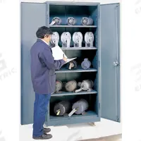 LYON Storage Cabinet: 36 in x 24 in x 82 in, Swing Handle & Padlock Hasp, 14 ga Panel Thick, Legs (MPN DD1115). Key specifications — attr62698: Gray; attr62736: Welded; attr87895: Legs; attr62693: Assembled; attr62737: Stationary; attr62694: Adjustable; attr62695: Powder Coated; attr62696: Steel.