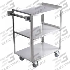 APPROVED VENDOR Utility Cart: 300 lb, 28 in L x 18 in W Shelf, 3 Shelves, Silver, Ergonomic (MPN 60EF13). Key specifications — Caster/Wheel Configuration: (4) Swivel; Brand: APPROVED VENDOR; Caster Wheel/Tread Material: Rubber.