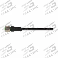 Cordset: M12 Female Straight X Bare Wire, 3 Pins, Black, PVC, 1 m Cable Lg, 4 A Max Current (A) (MPN 7000-12181-6130100). Key specifications — Cable Jacket Color: Black; End 1 Gender: Female; End 1 Mounting Orientation: Straight; End 2 Connection Type: Bare Wire; IP Rating: IP67; Brand: MURRELEKTRONIK; Wire Size: 22 AWG; Cable Jacket Material: PVC.