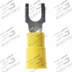 3M Shrink Tubing: Yellow, Vinyl, #10 Stud Size, 12 AWG – 10 AWG Wire Range, Block Fork, 600 V (MPN 58766). Key specifications — Barrel Style: Brazed; Manufacturer Part Number: 58766; Brand: 3M.