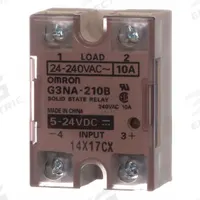 OMRON Solid State Relay: Surface Mounted, 20 A Max Output Current, Photocoupler, AC Output (MPN G3NA420BUTUAC100240). Key specifications — Brand: OMRON; Current Type: AC; Electrical Connection: Screw Clamp; Finger Safe: Yes; Input Current: 20 A; Maximum Output Current without Heat Sink: 20 A; Mounting Style: Screw; Output Voltage: 200 to 480V AC.