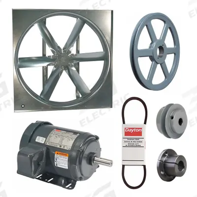 Dayton Supply Fan w/Drive Package: Belt Drive, 42 in Blade, Totally Enclosed, 18,408 cfm - Belt-Drive Panel Supply Fans with Drive Package