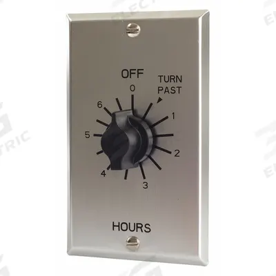 TORK Spring-Wound Timer: 6 hr Max, SPDT, 125V AC, Wall Plate Included - Spring-Wound Mechanical Timers with Wall Plates