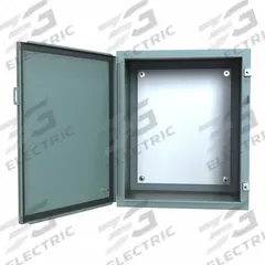 HAMMOND Electrical Enclosure: Steel, 24 in x 20 in, NEMA 12/13, w/Panel, Solid Cover, Hinged, Wall (MPN 1418E16). Key specifications — Brand: HAMMOND; Closure Method: Clamps; Knockouts: Not Included.