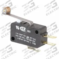 HONEYWELL Miniature Snap Action Switch: Roller Lever Actuator, 1NO/1NC, Quick Connect (MPN V7-2B17D8-207). Key specifications — AC Contact Rating: 11 A @ 277 V; Electrical Connection: Quick Connect; Series: V7; Brand: HONEYWELL.