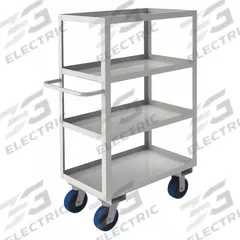 APPROVED VENDOR Utility Cart: 1,200 lb, 48 in L x 24 in W Shelf, 4 Shelves, Silver, Flat (MPN SRSC1624484ALU6PU). Key specifications — Caster/Wheel Configuration: (2) Rigid; Brand: APPROVED VENDOR; Caster Wheel/Tread Material: Polyurethane.