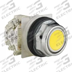 SCHNEIDER Flush Push Button Operator: Non-Illuminated, Flush Profile, Metallic, 30 mm, SPDT (MPN 9001KR1YH13). Key specifications — Brand: SCHNEIDER; Action: Momentary; Series: 9001K; Push Button Material Type: Metallic.