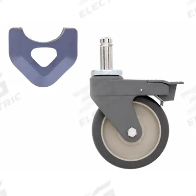 METRO Swivel/Brake Stem Caster: 5 in Caster Wheel Dia, Swivel with Brake, Polyurethane - Casters for Metro Plastic Shelving