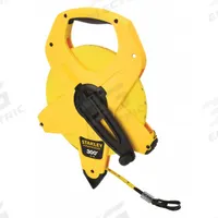 STANLEY Long Tape Measure: Manual, 34-762, SAE/Engineers Scale, 300 ft, 1/8 in, Plastic, Fiberglass. Key specifications — attr939846: 34-762; attr939849: Fiberglass; attr939859: Nonmagnetic Single Hook; attr939850: Double-Sided; attr939855: 1/8 in; attr944023: Hook End; attr940484: STANLEY; attr985224: Plastic.