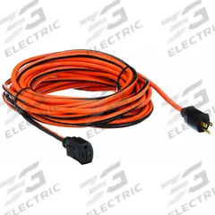 APPROVED VENDOR Extension Cord: Outdoor Use, 50 ft Lg, Outlet, 5-15P, 14/3, SJTW, Black/Orange (MPN 52NY18). Key specifications — Brand: APPROVED VENDOR; Temperature Rating: -40° to 167°F; NEMA Plug Configuration: 5-15P.