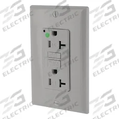 LEVITON GFI Receptacle: Hospital Grade Fed. Spec., Decorator Duplex, 5-20R, Gray, GFCI, 125V AC (MPN GFTR2-HGG)