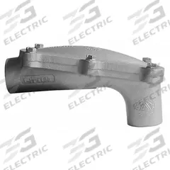 Pulling Elbow: Aluminum, Electroplated/Powder Coated, 2 1/2 in Trade Size, Female to Female, NPT (MPN ELBD-250A). Key specifications — Ends - Hazardous Fittings: 2-1/2 in FNPT x 2-1/2 in FNPT; Material: Aluminum; Finish: Electroplated; Brand: APPLETON ELECTRIC.