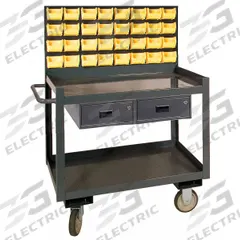 APPROVED VENDOR Mobile Workstation: 1,200 lb, 2 Shelves, Shelf Dim. 36 in L x 24 in W, Polyurethane (MPN RSC-2436-2-LP-2DR-32B-95). Key specifications — Brand: APPROVED VENDOR; Caster/Wheel Configuration: (2) Rigid; Handle Type: Flat.