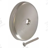 APPROVED VENDOR Overflow Face Plate: Stainless Steel, Brushed (MPN 35202). Key specifications — Color: Silver; Includes: Brass Screw; Material: Stainless Steel.