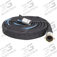 Water Discharge Hose: 2 in Hose Inside Dia., 125 psi, Black, 2 in x 2 in Fitting Size, 25 ft Hose Lg (MPN RD200-25MF-G). Key specifications — Temp. Range: -25° to 200°F; Hose Color: Black; Brand: CONTINENTAL.
