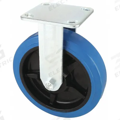 APPROVED VENDOR Plate Caster: Rigid, No Brake, Rubber, 8 in Wheel Dia, 2 in Wheel Wd, Slot - Medium-Duty Plate Casters