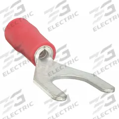 GRAINGER Fork Terminals: Red, Vinyl, 1/4 in Stud Size, 22 AWG – 16 AWG Wire Range, Std Fork, 600 V (MPN 24C913). Key specifications — Barrel Style: Insulation Grip; Manufacturer Part Number: 24C913; Brand: GRAINGER.