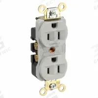 HUBBELL Receptacle: Duplex, 5-15, Gray, 125V AC, 15 A, 2 Pole / 3 Wire (MPN HBL5252GY)