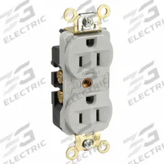 HUBBELL Receptacle: Duplex, 5-15, Gray, 125V AC, 15 A, 2 Pole / 3 Wire (MPN HBL5252GY)