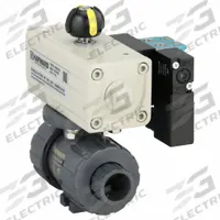 HAYWARD FLOW CONTROL Pneumatically Actuated Two-Way Ball Valve: 1/2 in, PVC, Double-Acting (MPN PSDTBH105STVA8). Key specifications — Brand: HAYWARD FLOW CONTROL; Pilot Solenoid Voltage: Not Included.