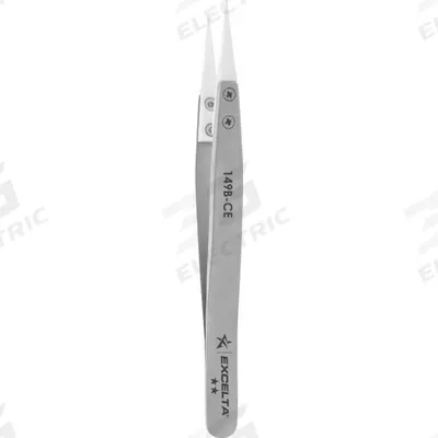 EXCELTA Tweezers: Ceramic, Point, Straight Tip - Cleanroom-Safe Ceramic-Tipped Tweezers